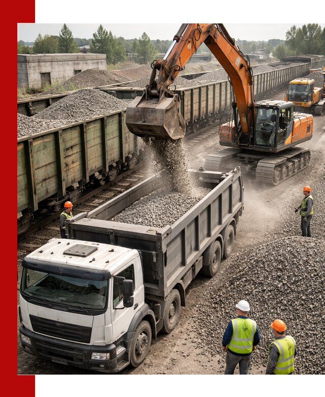 Железнодорожный щебень фракция 25–60 для поставок в Топках