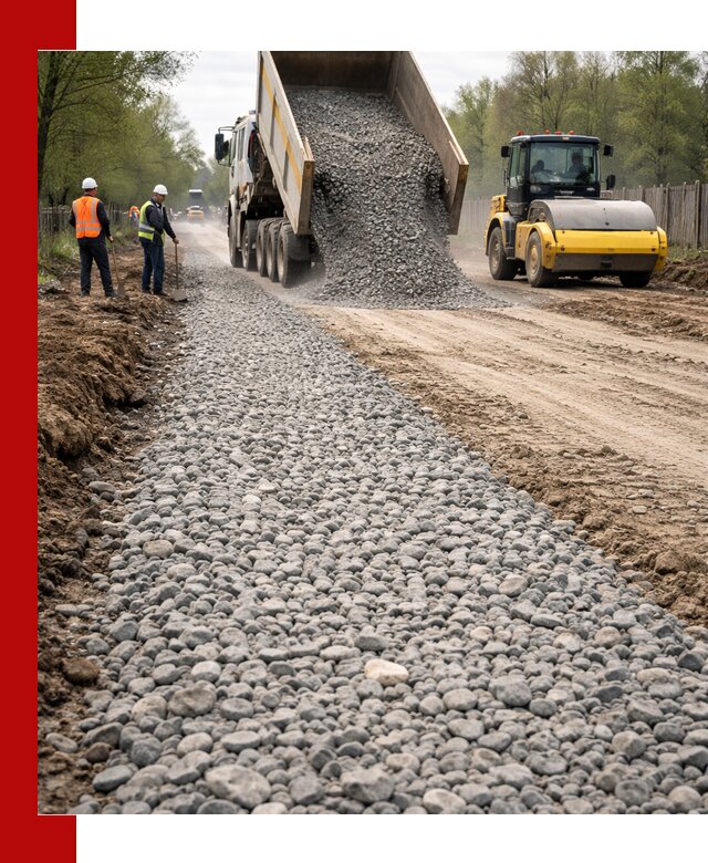 Доставка щебня для отсыпки дорог в Топках высокого качества