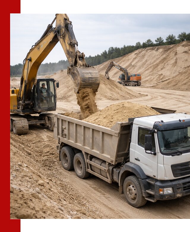 Доставка карьерного песка с самосвалами и разгрузкой в Топках