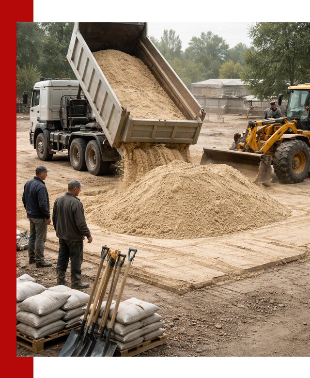 Доставка мытого песка в Топках с самосвалами по выгодной цене