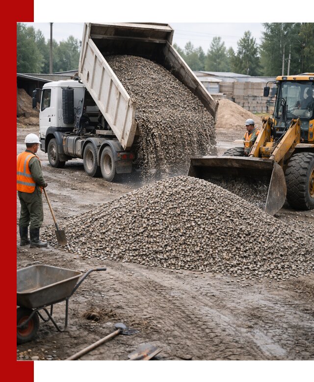 Мытый гравий с доставкой в Топках от карьера до участка