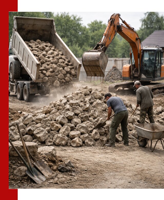 Доставка и разгрузка бутового камня в Топках