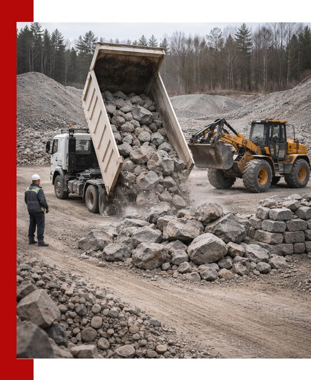 Доставка и продажа бутового гранитного камня в Топках