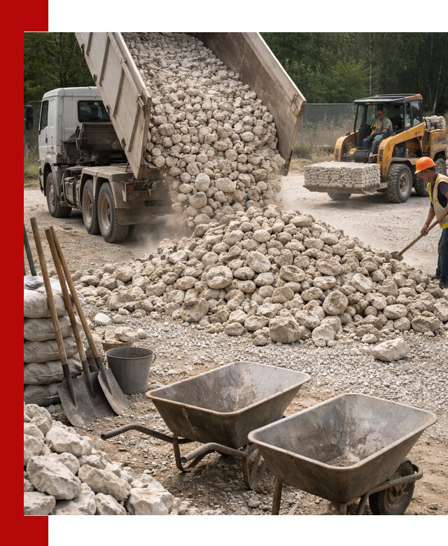 Доставка и продажа бутового известнякового камня в Топках