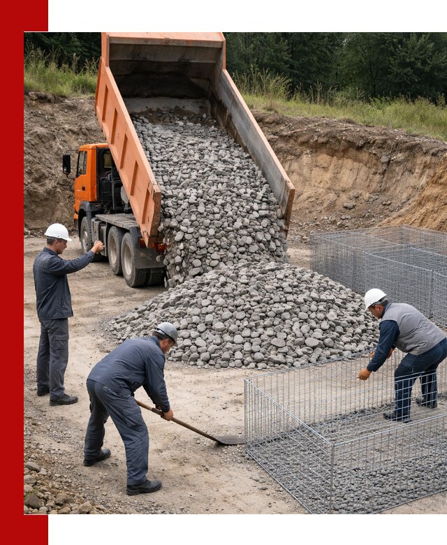 Камень для габионов с доставкой в Топках быстро и надёжно