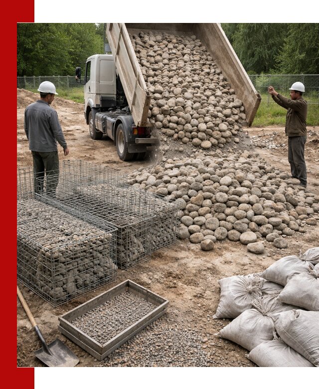 Камень для габионов фракция 70–151 в Топках