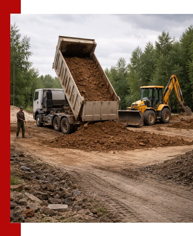 Доставка суглинка самосвалами в Топках подсыпка и планировка
