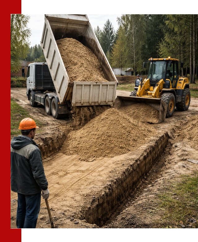 Доставка песчаного грунта в Топках для строительных работ