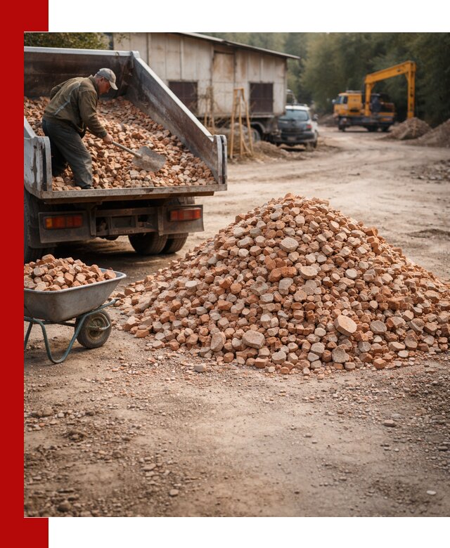 Доставка и подушка из боя кирпича с разгрузкой в Топках
