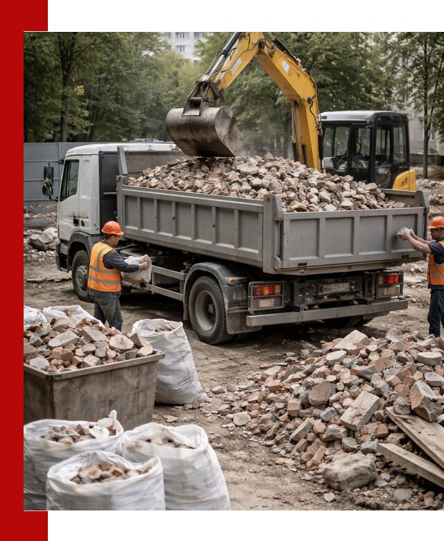 Вывоз строительного мусора в Топках с самосвалами и контейнерами
