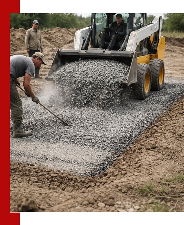 Устройство щебеночной подушки в Топках для дорог и фундаментов